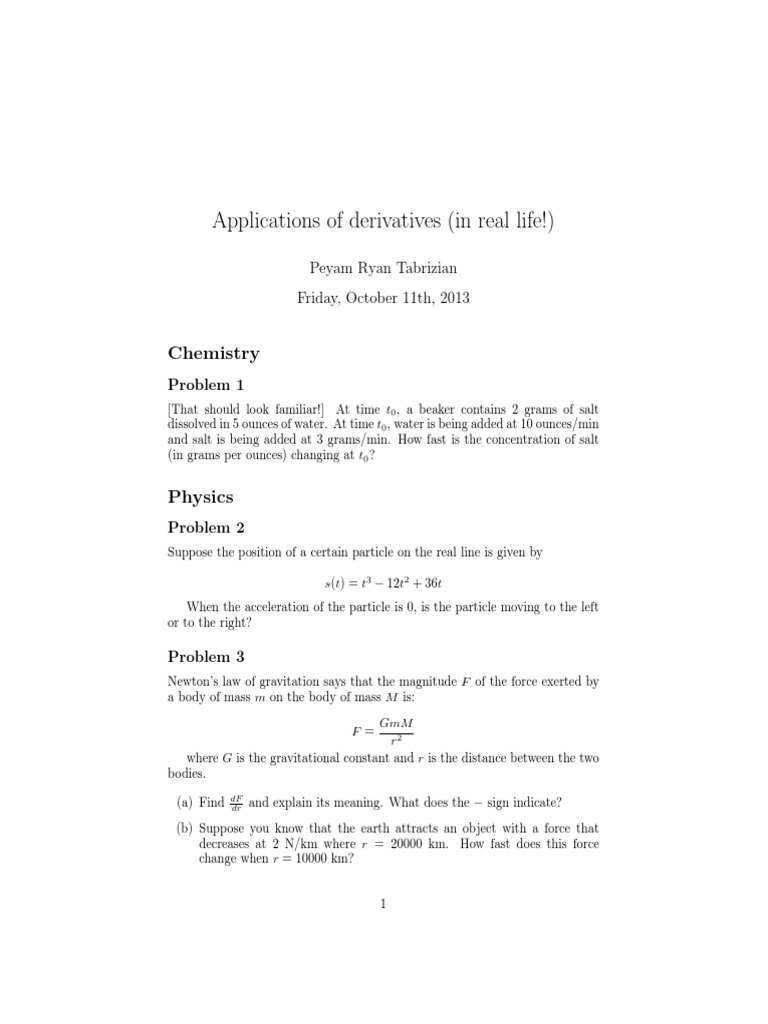 Engineering Applications Of Derivatives In Real Life