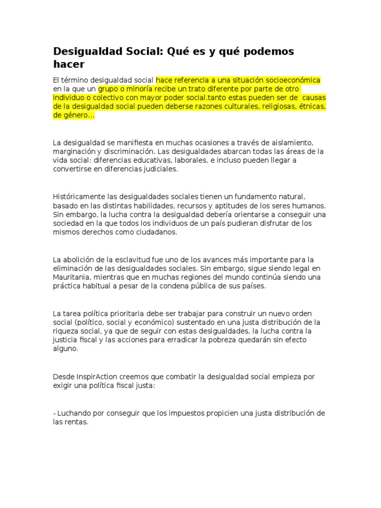 Soluciones para Combatir la Desigualdad Social | PDF | Desigualdad ...