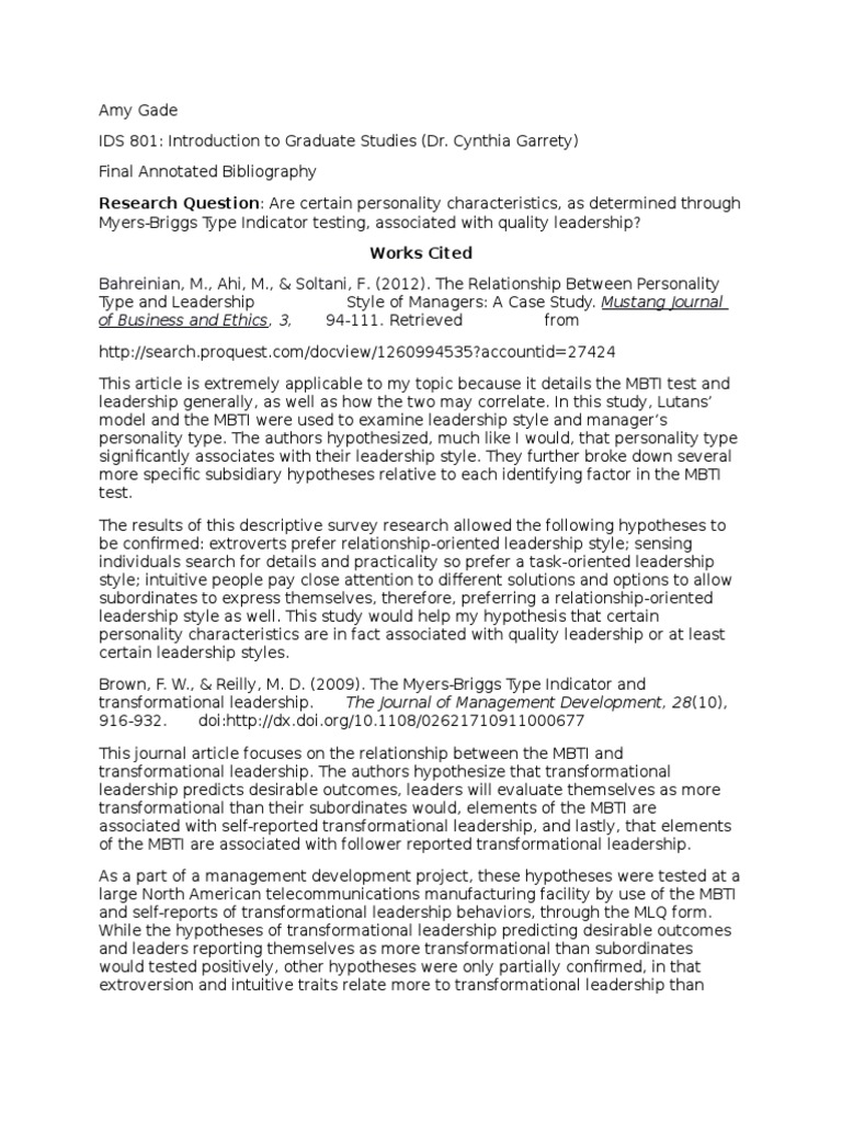 Annotated bibliography on transformational leadership picture