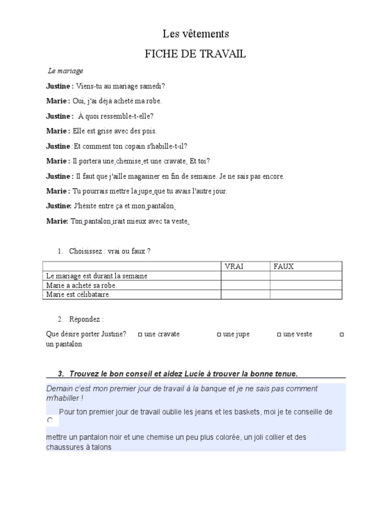 Fiche De Remise De Vetement De Travail