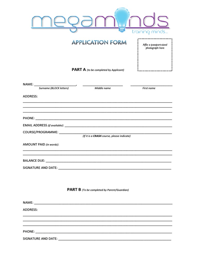 Course Application Form Template | PDF