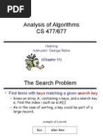 Analysis of Algorithms CS 477/677: Hashing Instructor: George Bebis