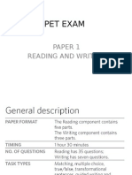 Pet Exam: Paper 1 Reading and Writing
