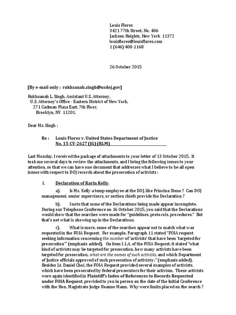 Concerns on DOJ FOIA Compliance | PDF | Freedom Of Information Act ...