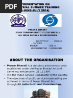 Presentation On Industrial Summer Training (JUNE-JULY 2014)