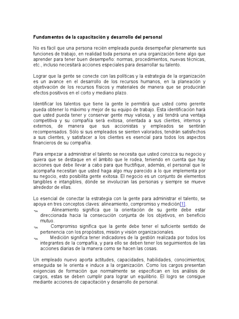 Fundamentos de Capacitación y Desarrollo | PDF | Derecho laboral ...