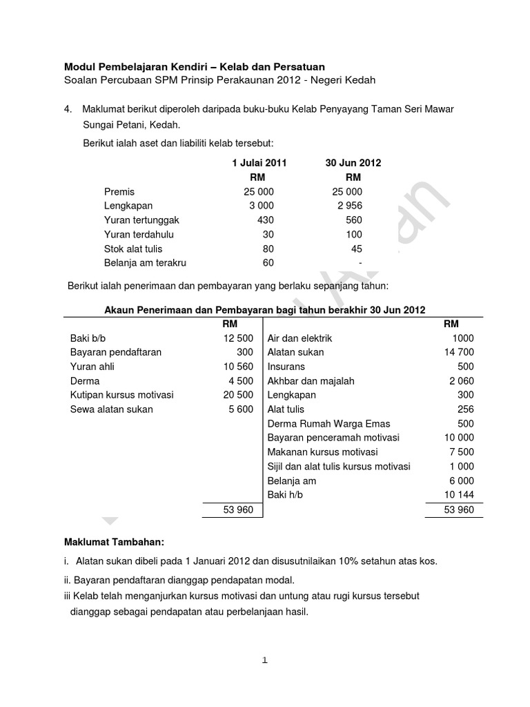 Aliran Akaun Dan Penyata Utama Untuk Kelab