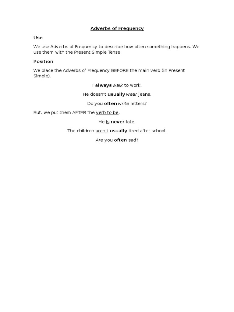 Adverbs of Frequency Guide | PDF