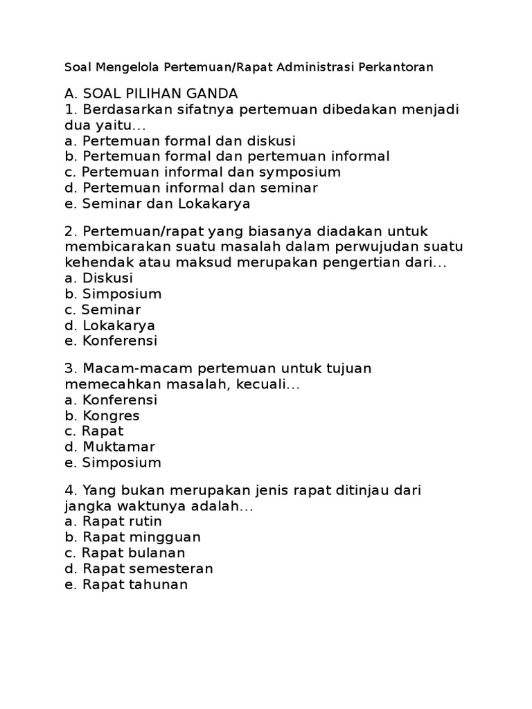 Contoh Soal Mengelola Pertemuan