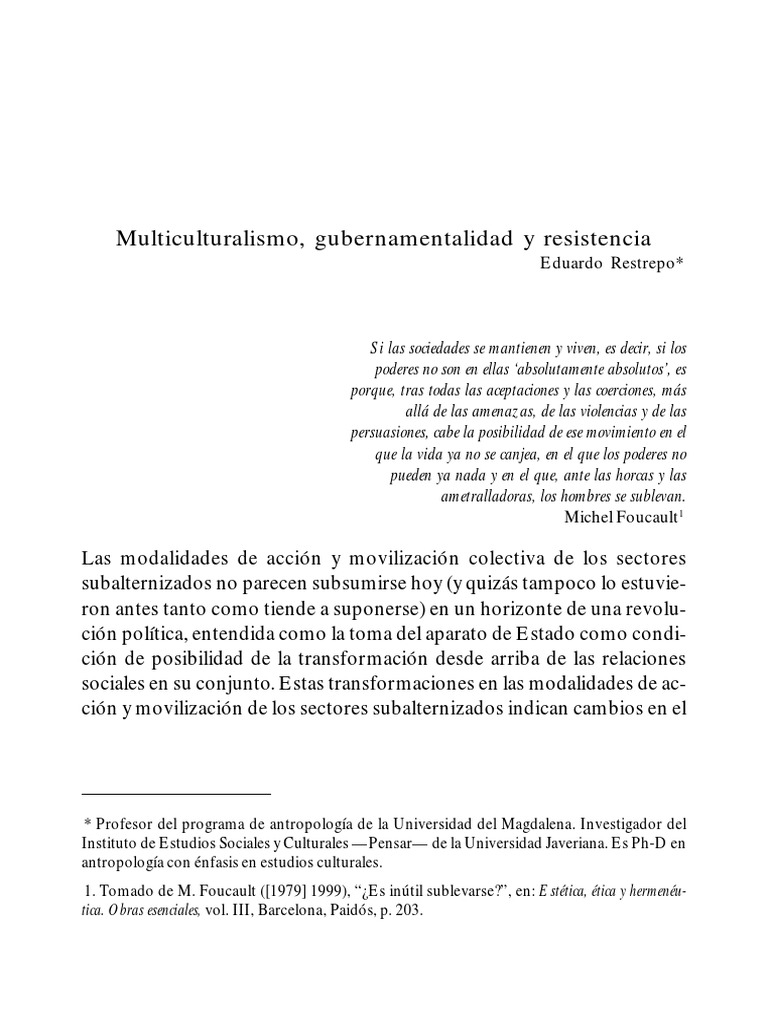Multiculturalismo y resistencia en Colombia | PDF | Ciencias sociales