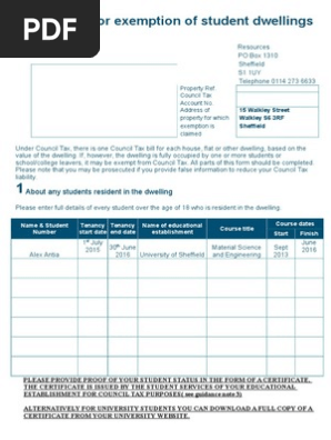 Student Council Tax Exemption Form | PDF