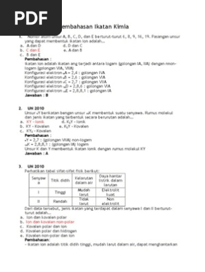 Soal Dan Pembahasan Ikatan Kimia