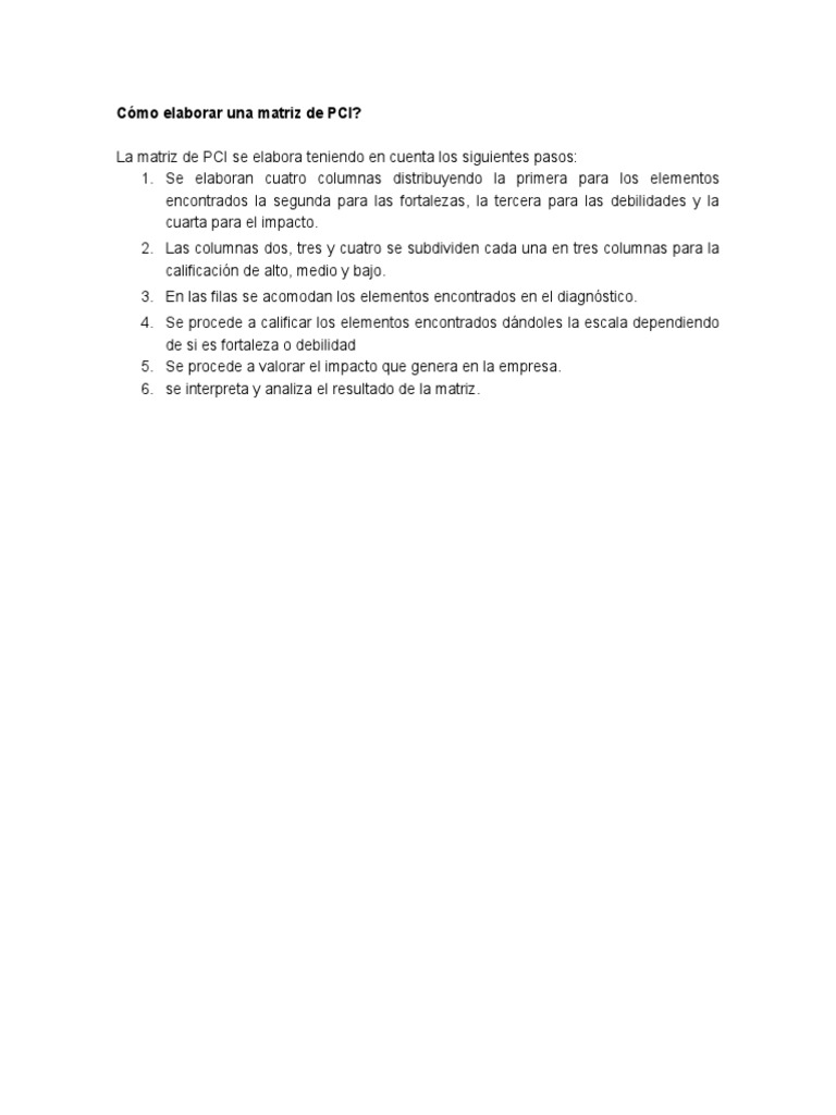 Cómo Elaborar Una Matriz de PCI | PDF