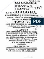SÁNCHEZ de FERIA, B. (1772) - Palestra Sagrada o Memorial de Santos de Córdoba (Tomo 4)
