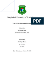 Bangladesh University of Professionals: Course Title: Consumer Behavior