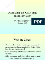 Analyzing and Critiquing Business Cases: Dr. John Hadjimarcou