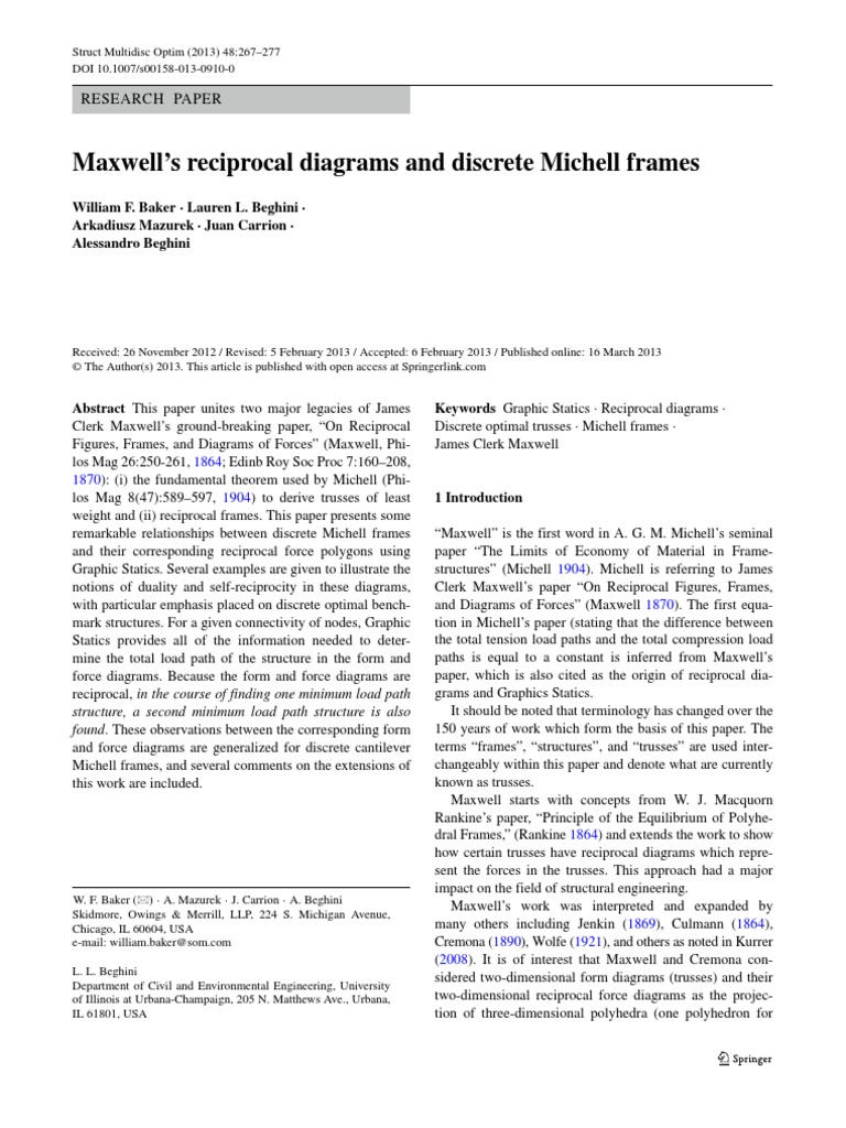 Maxwell Reciprocal Diagram and Discrete Michell Frames | PDF | Truss ...