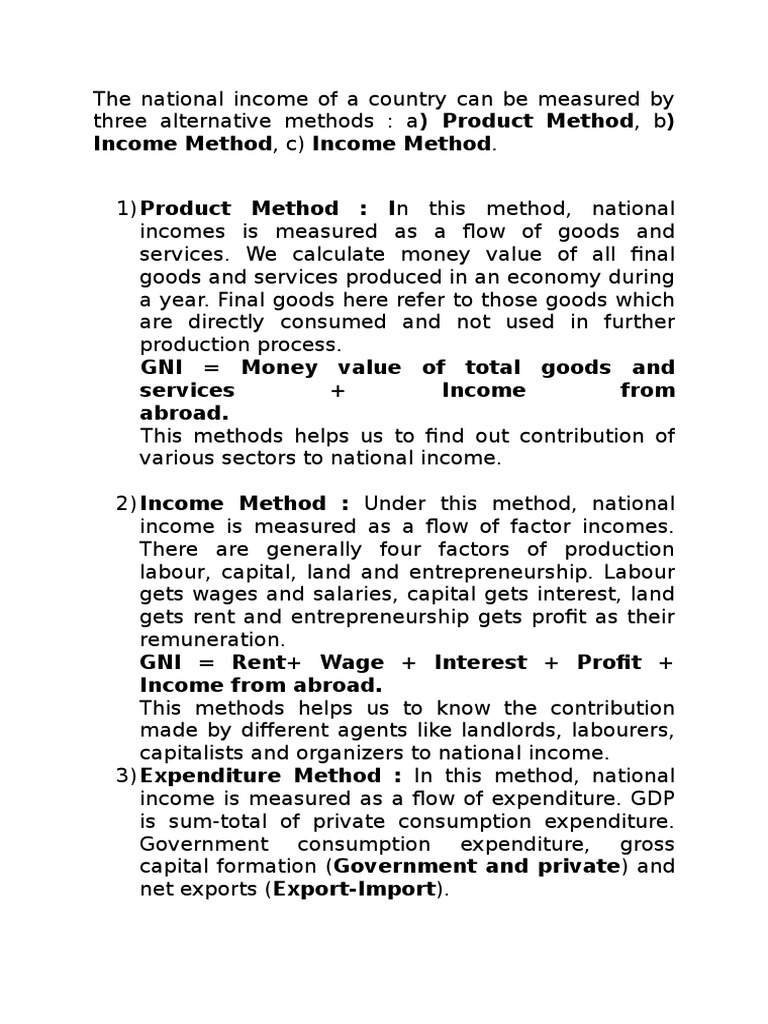 Methods of Measuring National Income | PDF | Finance & Money Management ...