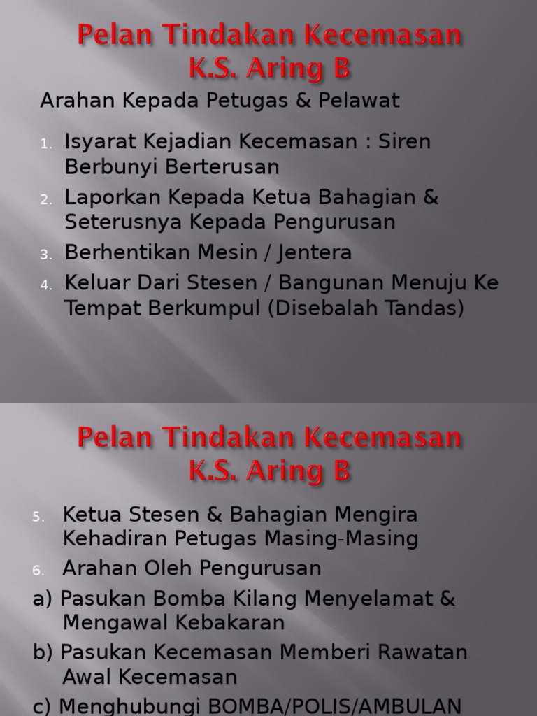 Pelan Tindakan Kecemasan Contoh Pdf
