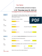 EGN 3443 Probability and Statistics Quiz