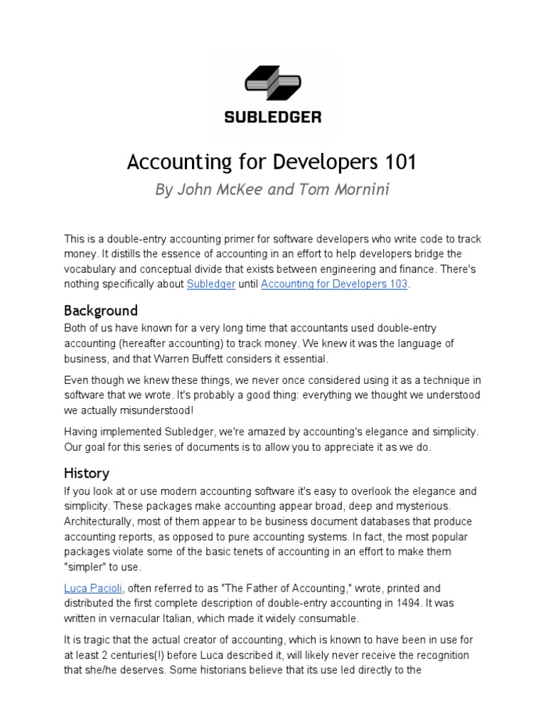 Accounting For Developers 101 | PDF | Debits And Credits | Corporate Jargon