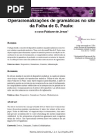 Operacionalizações de gramáticas no site da Folha de S. Paulo
