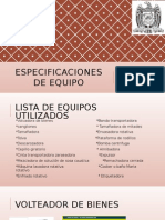 Especificaciones de Equipo