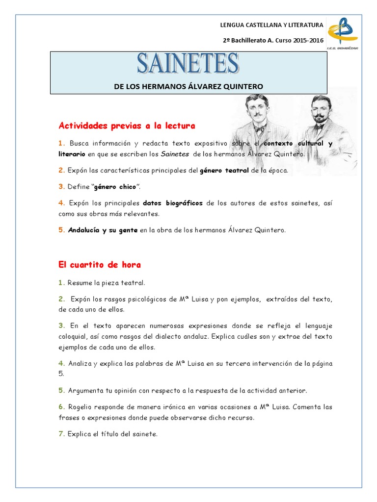 Sainetes Hermanos Álvarez Quintero | PDF | Lengua española | Dialecto
