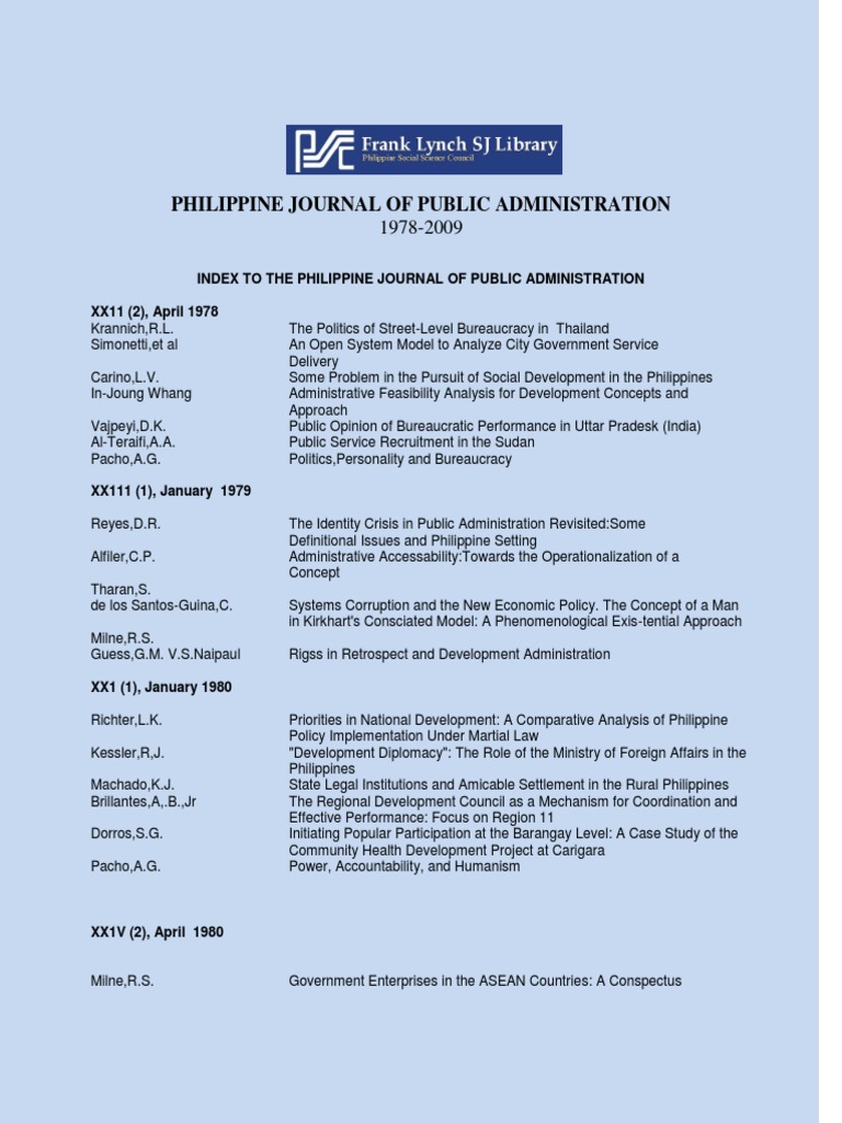 Philippine Journal of Public Administration | PDF | Public ...