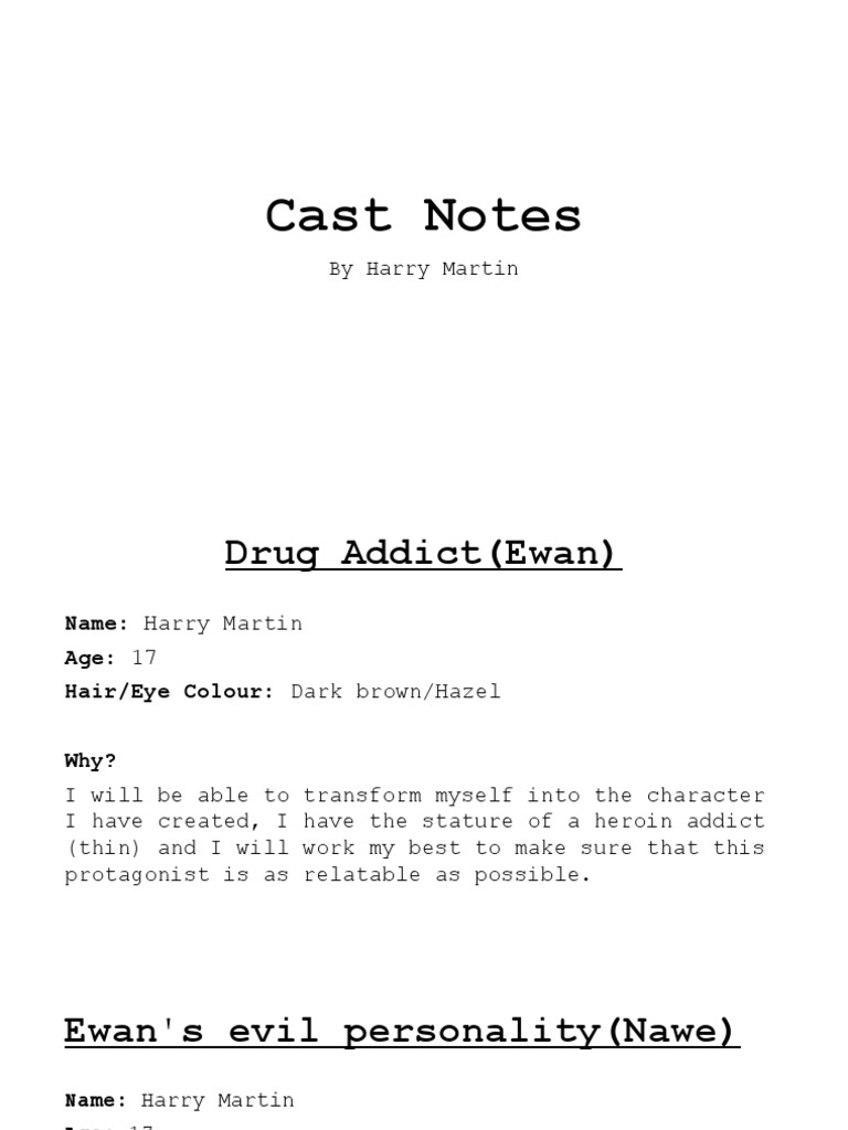 Cast Notes by Harry Martin PDF