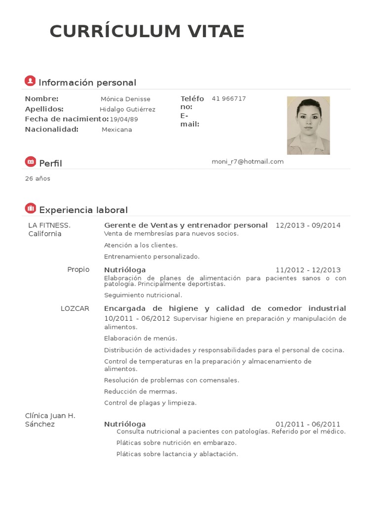 CV Monica Nutrición Dieta y nutrición