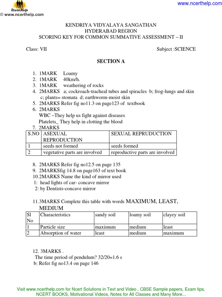 Cbse Sample Paper For Class 7 Science Sa2 PDF Cellular Respiration