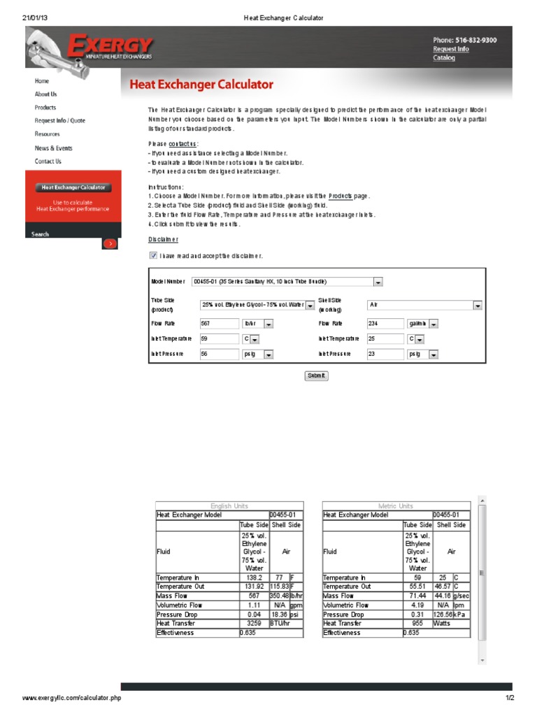Heat Exchanger Calculator PDF