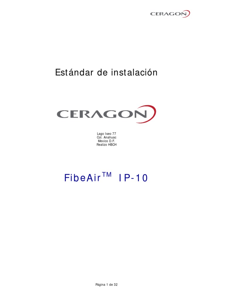 Estandar Instalacion Ceragon IP-10 V1.3 | PDF | Antena (Radio) | Red de ...