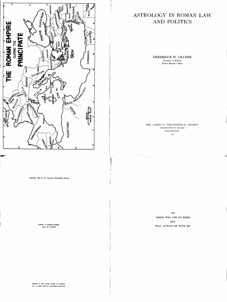 Frederick H. Cramer-Astrology in Roman Law and Politics | PDF | Astrology |  Aristotle