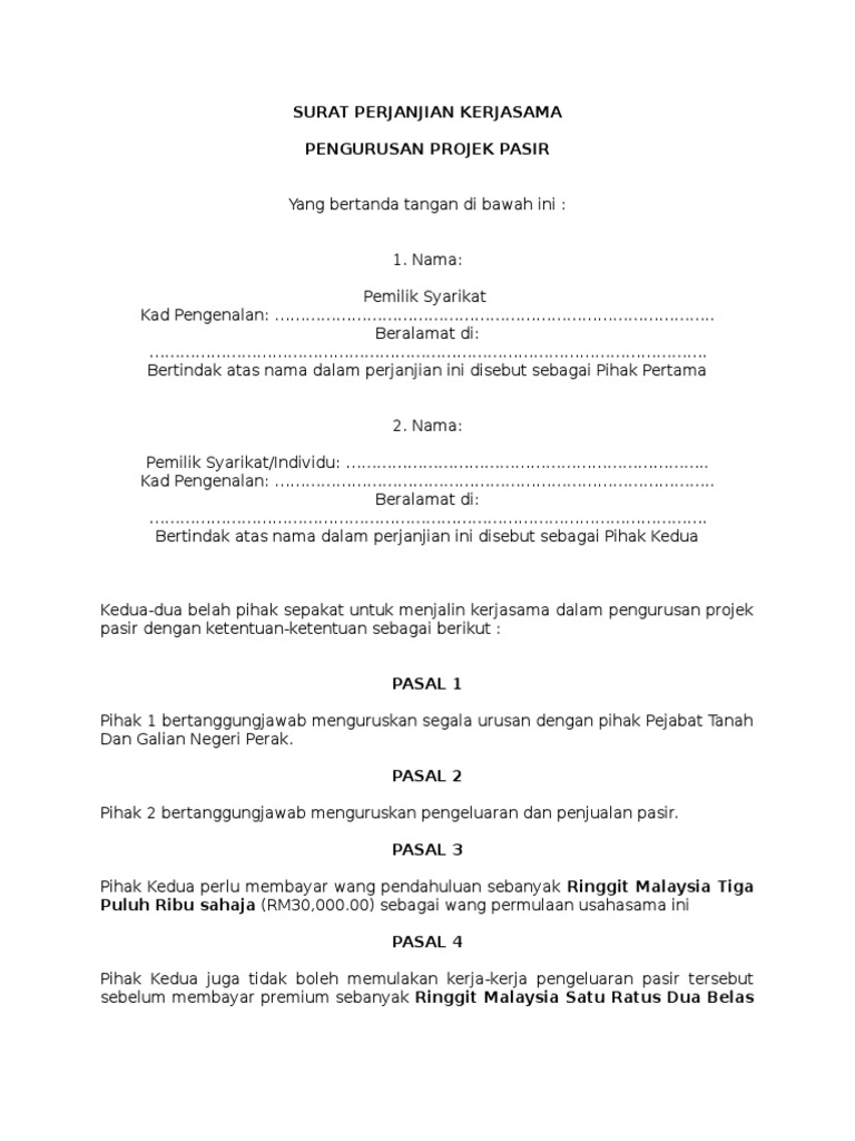 Surat Perjanjian Kerjasama