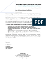 Letter of Appointment For Editorship PDF