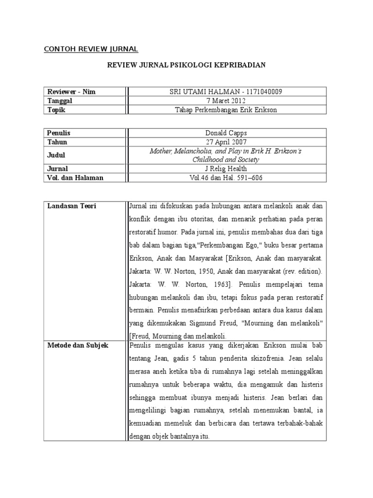 Contoh Review Jurnal Pdf
