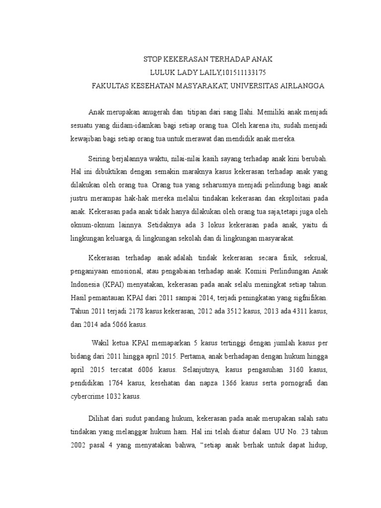 Essay Kekerasan Anak