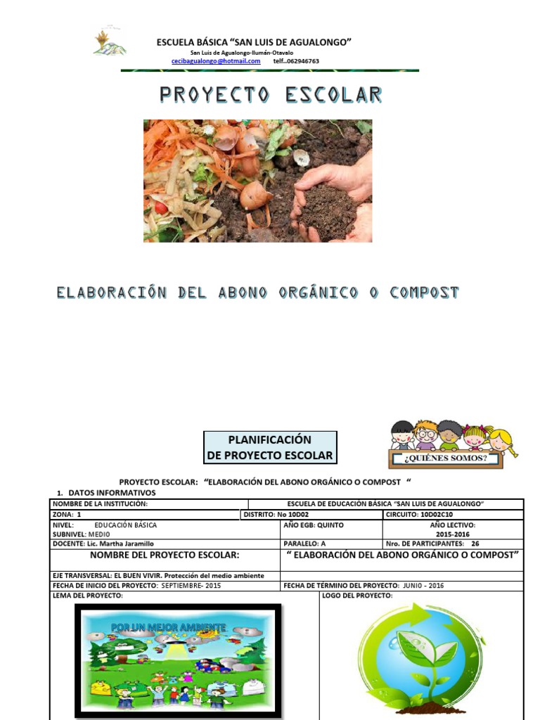 Proyecto de Compostaje Escolar 2015-2016 | PDF | Compost | Fertilizante