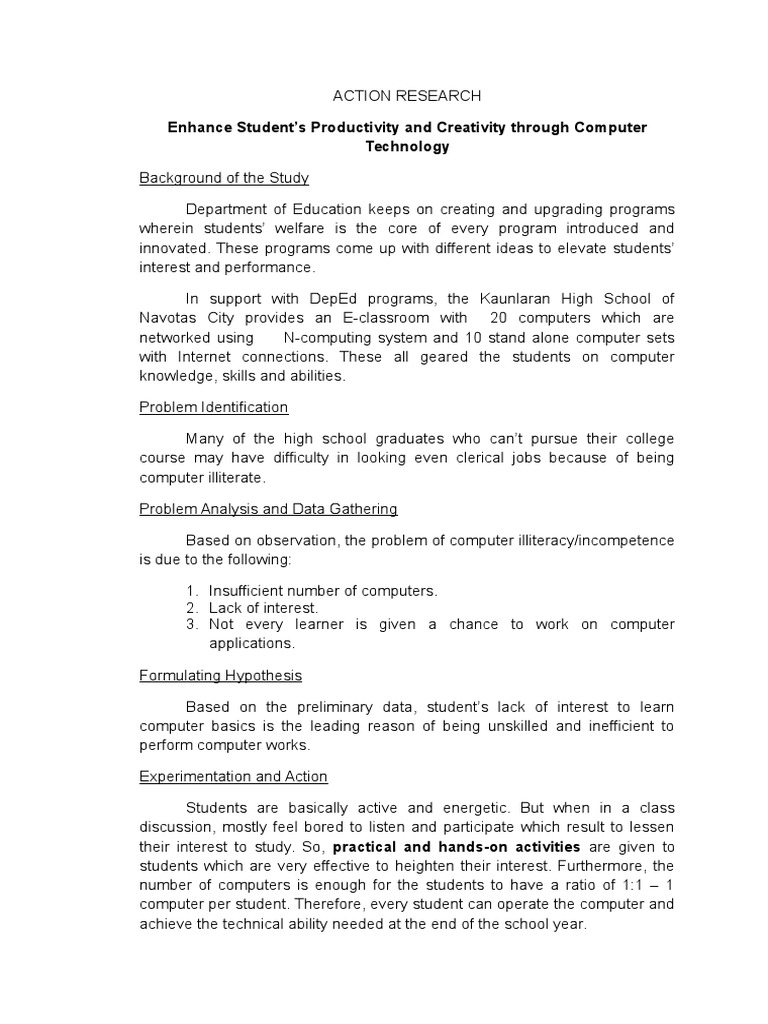 action research chapter 3 example