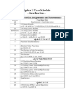 Algebra II Schedule Linear Functions