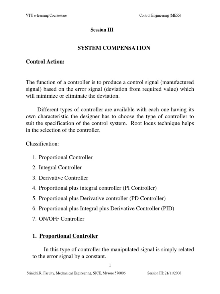 Control Engineering System Compensation | PDF | Cybernetics | Systems ...