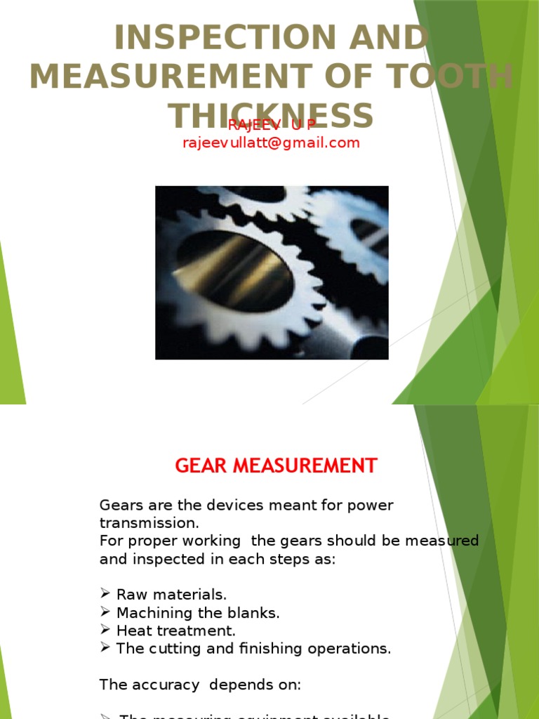 Inspection and Measurement of Tooth Thickness Gear Scientific
