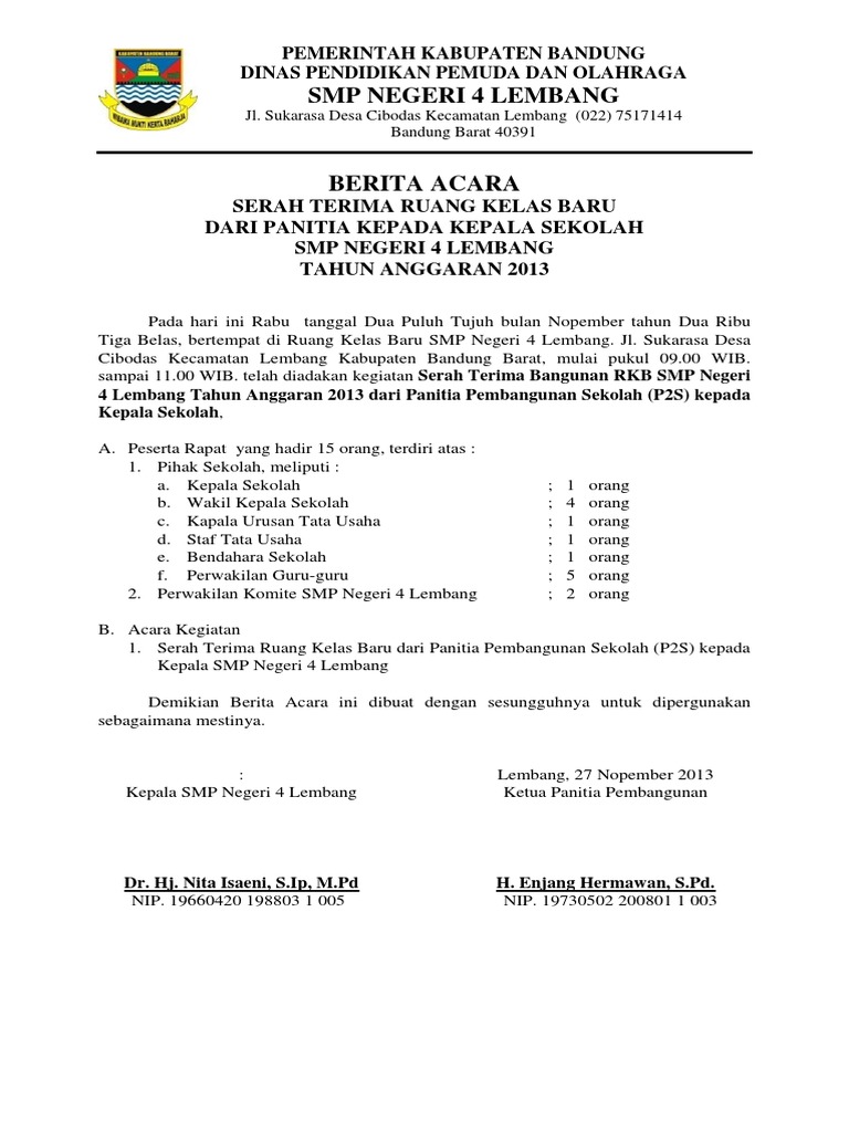 Berita Acara Serah Terima