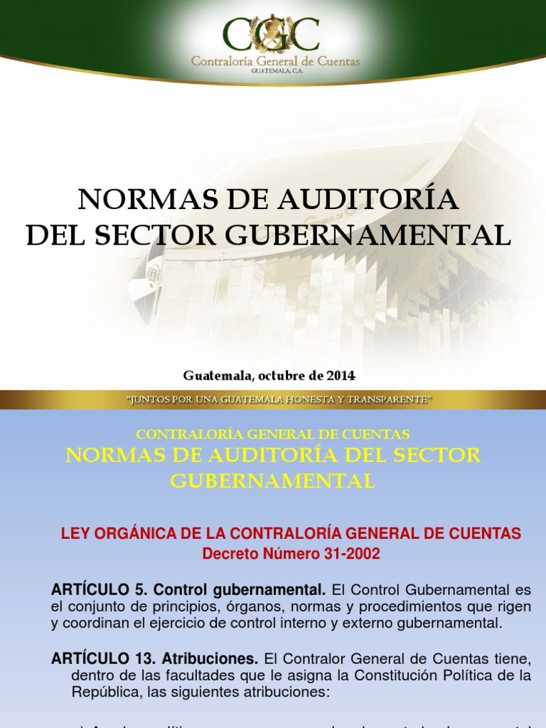 Normas de Auditoria Gubernamental | PDF | Auditoría | Contralor