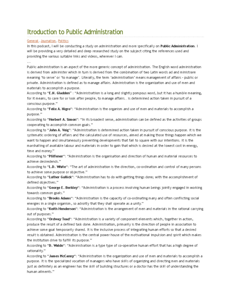 Introduction to Public Administration | PDF | Public Administration ...