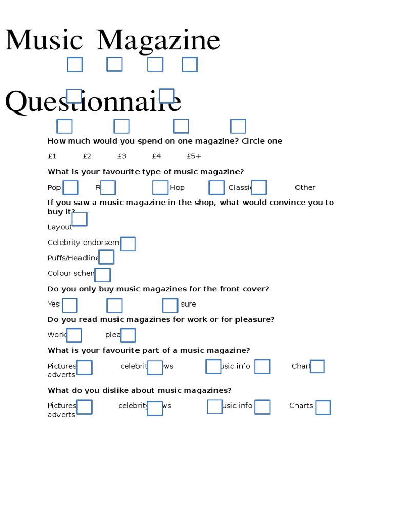 Music Magazine Questionaire | PDF