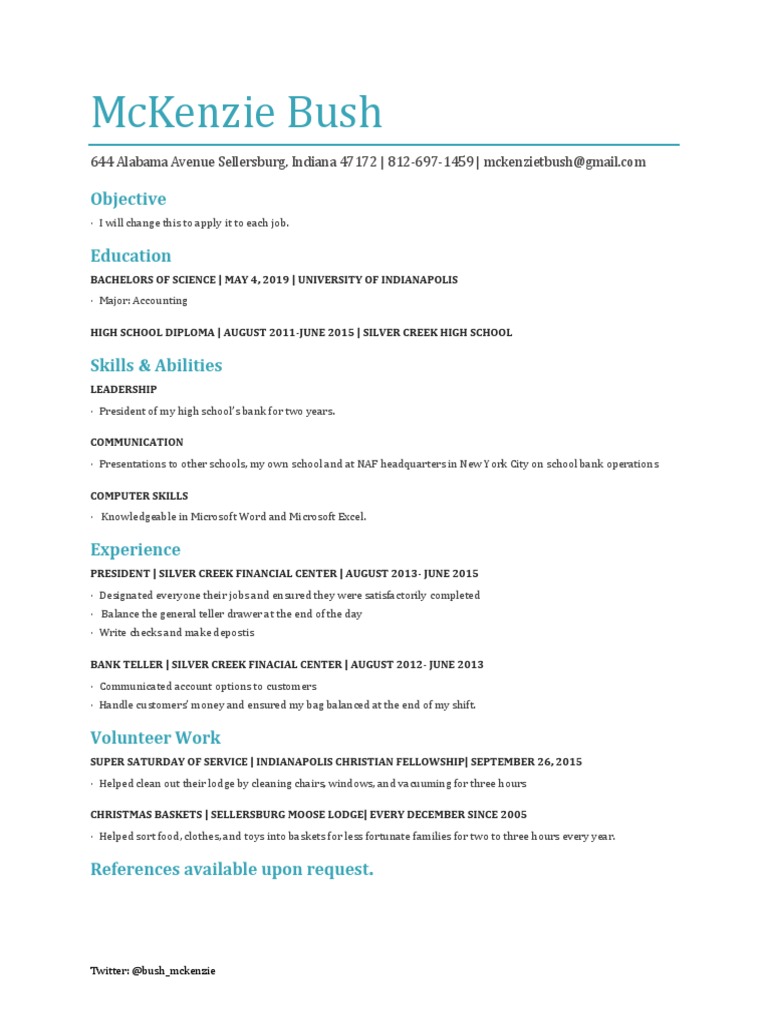 McKenzie Bush's Resume Overview | PDF | Career & Growth