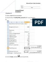 Spreadsheet - Microsoft Excel Topic 2: Basic Calculation: Practice 01